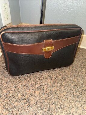 Dunhill Black Textured Clutch with wristlet strap